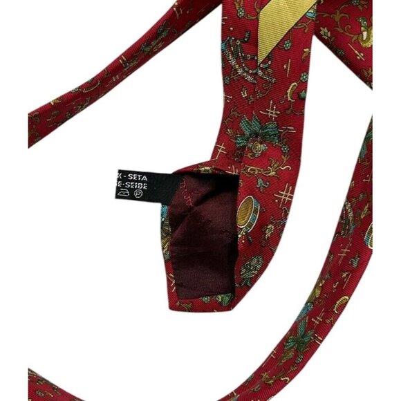 il_fullxfull.5497903270_24ez.jpg SALVATORE FERRAGAMO Men\'s 100% Silk Necktie LUXURY Tie Red Art W:3.7\